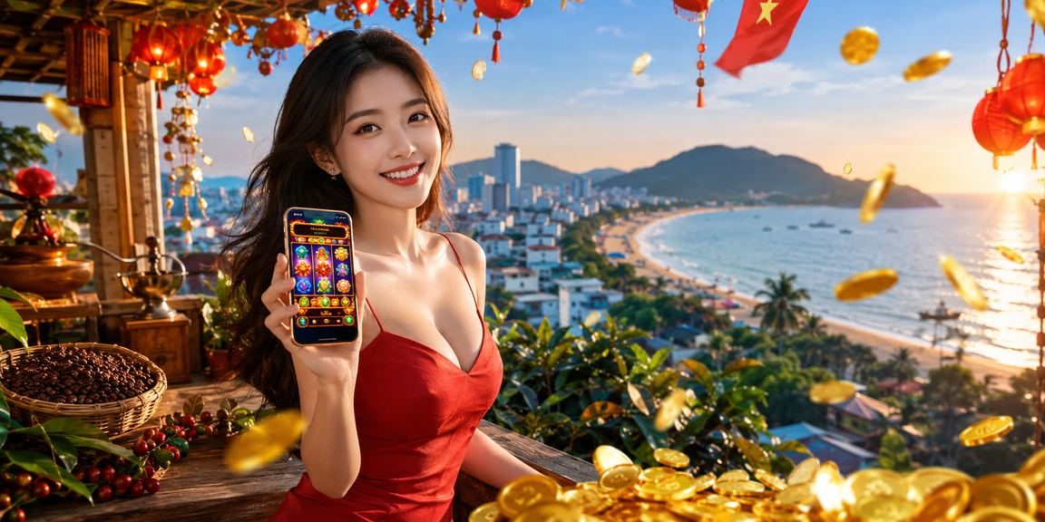 Người chơi tại Côn Đảo thư giãn với cà phê và trải nghiệm slot game trên điện thoại di động