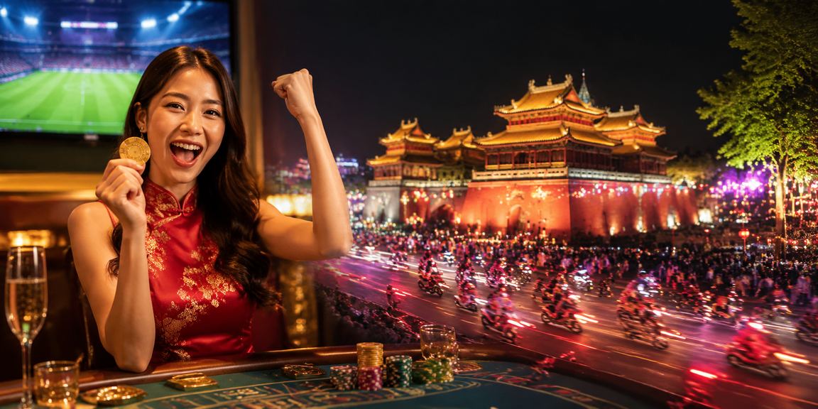 Cảnh đêm Huế với ánh đèn neon rực rỡ, người chơi thưởng thức không khí giải trí tại chỗ